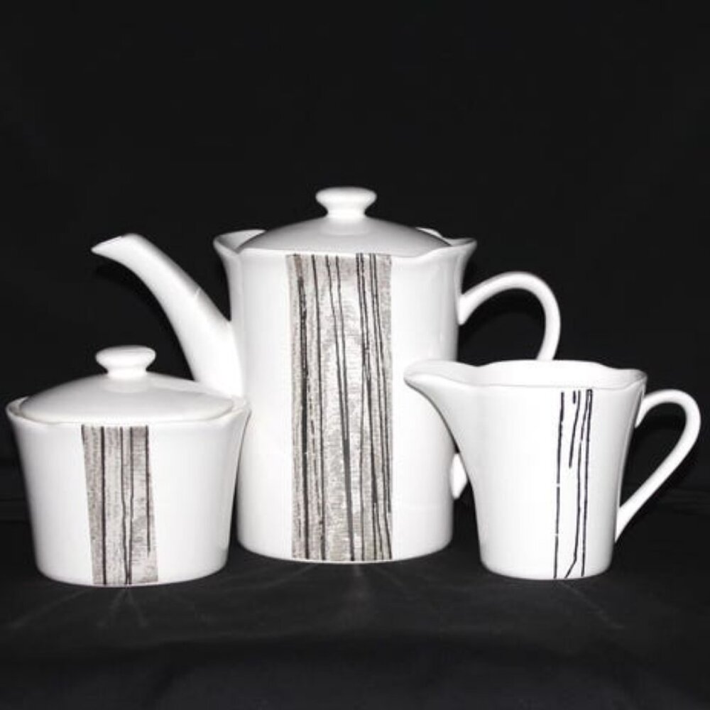 Vintage Pier 1 Japanese Style Teapot Set | Porcelain Tea Pot With 4 Mugs - Picture 10 of 11